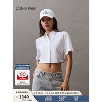 Calvin Klein Jeans24春夏女士撞色提花织带时尚百搭短款衬衫J223334 YAF-月光白 M