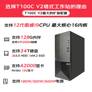 联想（LENOVO）T100C V2塔式服务器主机 设计建模渲染ERP办公电脑 T100C V2 i7/32G/1T固态/GTX1660S/500W