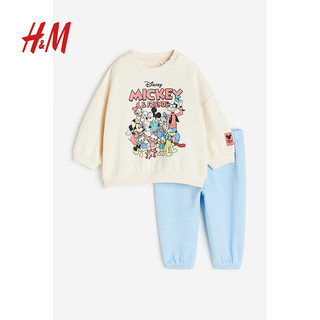 H&M【迪士尼系列】童装男婴冬季舒适两件运动衫1197231 浅蓝色/米奇老鼠 100/56 (2-3Y)