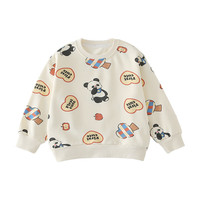 棉花堂童装2024春季针织圆领卫衣宝宝卡通休闲活力上衣小童潮 白底熊猫 100/56