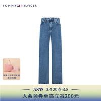 TOMMY HILFIGER 24早春女莱赛尔混纺柔软顺滑宽松直筒牛仔裤WW0WW40637 牛仔蓝1A6 29