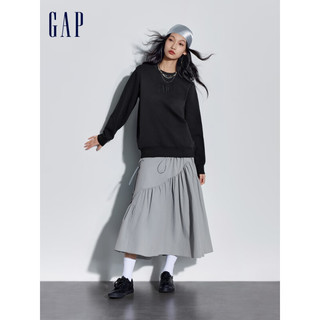 Gap女装2024春季褶皱大裙摆可调节半身裙872460 灰色 165/66A(M)亚洲尺码