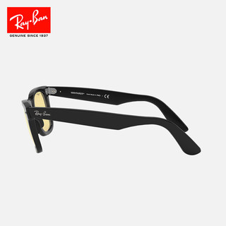 雷朋（RayBan）徒步旅行者男女款太阳镜方形镜框眼镜显脸小修颜墨镜0RB2140F 901/R6黑色镜框黄色镜片