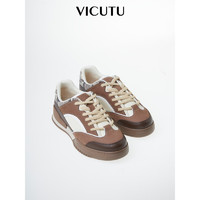威可多（VICUTU）男士休闲鞋时尚运动风商务百搭棕色皮鞋VRW23395559 棕色 39