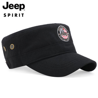 吉普（JEEP）帽子男潮流四季款棒球帽户外休闲男士平顶帽时尚刺绣鸭舌帽A0016 黑色