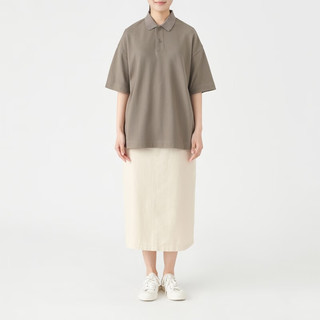 MUJI 無印良品 无印良品（MUJI）女式 凉感珠地网眼POLO衫 休闲百搭BBE91C3S 摩卡棕 4XS-3XS