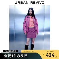 UR2024春季女装潮流高街复古丹宁纽扣休闲外套UWV840099 紫罗兰 M