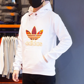 阿迪达斯 （adidas）卫衣男装春秋款三叶草运动服针织连帽上衣套头衫HD0318 HD0314白色 M