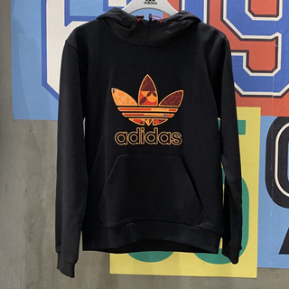 阿迪达斯 （adidas）卫衣男装春秋款三叶草运动服针织连帽上衣套头衫HD0318 HD0319黑色 XS