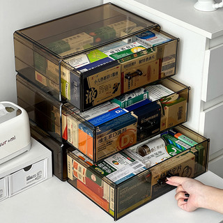 医药箱家庭装药物收纳盒家用大容量急救药品抽屉整理盒防尘置物柜