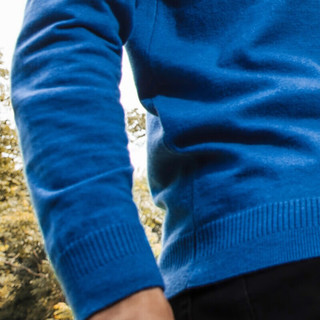 雅戈尔（YOUNGOR）羊毛衫男全绵羊毛羊毛衫舒适暖和厚度适中 VYQW639986GBA湖蓝色 110cm