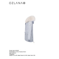 ozlana秋冬皮草派克服内胆可拆卸狐狸毛外套女时尚年轻款 AU222050 雾霾蓝+棋盘梦境 L