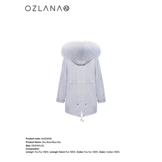 ozlana秋冬皮草派克服内胆可拆卸狐狸毛外套女时尚年轻款 AU222058 雾霾蓝+蓝色星空 S