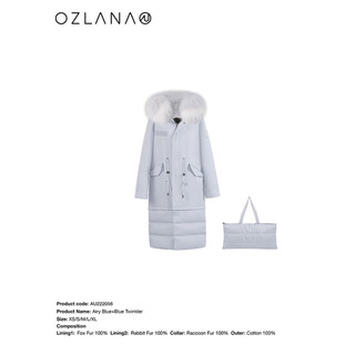 ozlana秋冬皮草派克服内胆可拆卸狐狸毛外套女时尚年轻款 AU222056 雾霾蓝+蓝色星辰 XL