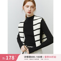 FANSILANEN范思蓝恩22FS4132半高领打底衫女秋冬修身内搭叠穿长袖针织衫上衣 黑色 M