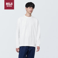 MUJI 無印良品 无印良品（MUJI）男式 天竺织 圆领长袖T恤 男士 打底衫 AB1L3A4S 白色 L