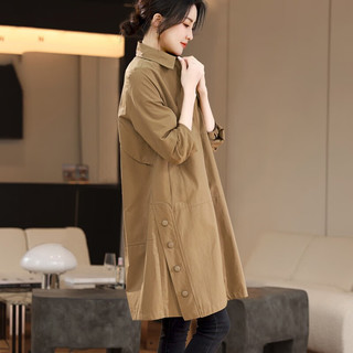衣典零一（LEDIALYI）风衣外套女中长款2024春秋季女装韩版休闲中年小个子薄款大衣 咖啡色 XL（129-143斤）