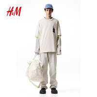 H&M【H2合作系列】男装T恤2024春季可爱印花短袖上衣1225979 浅米色 165/84A