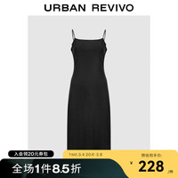 UR2024夏季女潮流气质开叉吊带修身长款S型连衣裙UWV740032 正黑 XS