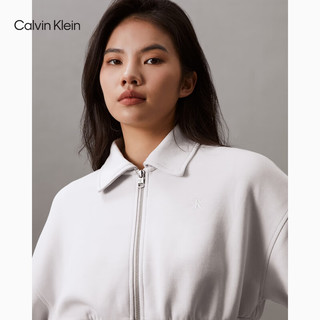 Calvin Klein Jeans24春夏女士抽褶袖管短款拉链翻领开衫卫衣J223329 PC8-银河灰 XS