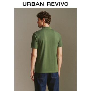 UR2024夏季男装轻商务基础纯色通勤Polo领短袖T恤UMB440004 祖母绿 XL