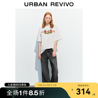 URBAN REVIVO UR2024春季女装休闲复古时髦水洗磨白牛仔长裤UWL840068 浅灰 30