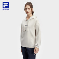 FILA 斐乐女子连帽卫衣2024春宽松抗菌运动针织上衣 卵石灰-GY 180/96A/XXL