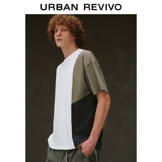 UR2024春季男装时髦设计感撞色拼接圆领短袖T恤UML440021 本白 L