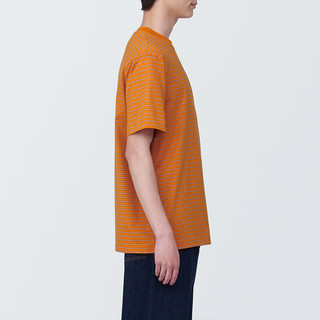 无印良品（MUJI）男式 天竺织 圆领短袖T恤 男士打底衫男款 早春AB1MKA4S 橙色条纹 M (170/92A)