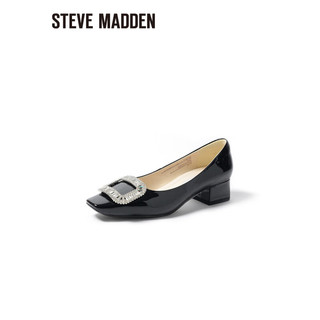 STEVE MADDEN/思美登时尚粗跟方头浅口单鞋女 BRASILIA 黑色 37