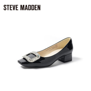 STEVE MADDEN/思美登时尚粗跟方头浅口单鞋女 BRASILIA 黑色 34