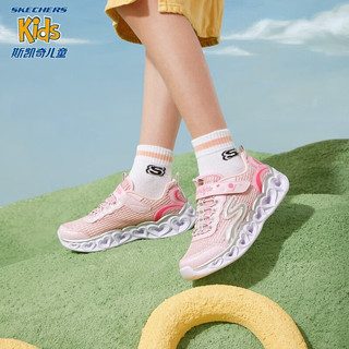 Skechers斯凯奇童鞋儿童休闲运动鞋春夏季透气网面男女童闪灯鞋400128L 女童/粉红色/PNK 35码