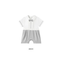 英氏男宝宝连体衣2024春夏婴儿衣服小绅士哈衣 高雅灰 73cm