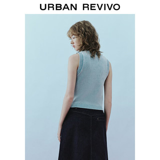 URBAN REVIVO UR2024春季女装航海学院风绞花肌理修身针织背心UWU940045 浅蓝 M