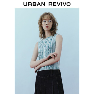 URBAN REVIVO UR2024春季女装航海学院风绞花肌理修身针织背心UWU940045 浅蓝 M