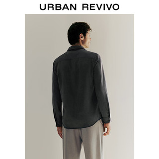 URBAN REVIVO UR2024春季男装商务简约百搭翻领长袖开襟衬衫UMU240010 中灰 M