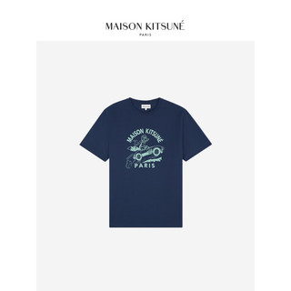 Maison Kitsune 男女同款 SS24春夏赛车狐狸印花圆领T恤 P476【藏蓝色】 XL