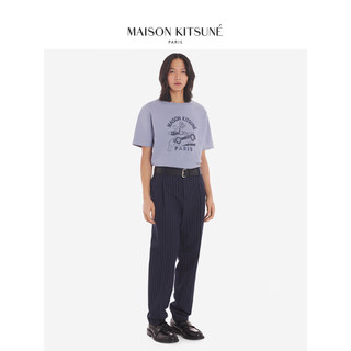 Maison Kitsune 男女同款 SS24春夏赛车狐狸印花圆领T恤 P526【灰蓝色】 M