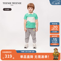 Teenie Weenie Kids小熊童装24春夏男宝宝撞色翻领针织短袖T恤 浅绿色 80cm