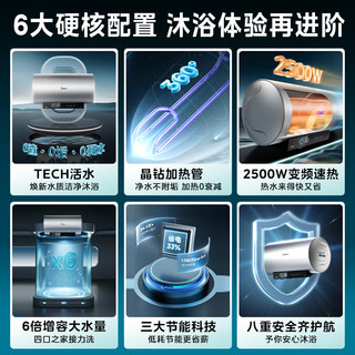 Midea 美的 TECH活水系列电热水器60升一级变频10重过滤终身免换镁棒家用储水式F6025-RW7A(HE)