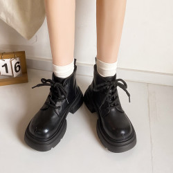 romon罗蒙罗冠英伦风马丁靴小众复古大头鞋厚底气质短靴