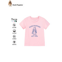 暇步士(Hush Puppies)童装儿童2024春夏男女同款圆领衫短袖休闲百搭个性青春 本白 110cm