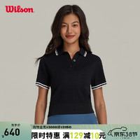 威尔胜（Wilson）官方2024年春季新款编织衫女款复古毛织经典撞色运动网球服短袖 WW00214411