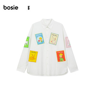 bosie小王子bosie2024年春季长袖衬衫男贴布绣潮 本白色 165/84A