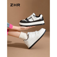 ZHR 休闲板鞋女2024春季厚底百搭小白鞋时尚软底熊猫鞋子女 白色 39
