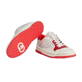 古驰（GUCCI）MAC80男士白配红色皮革运动鞋 白色/红色 英码8.5