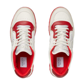 古驰（GUCCI）MAC80男士白配红色皮革运动鞋 白色/红色 英码8.5