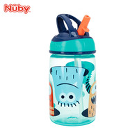 努比儿童运动杯户外便携夏季喝水喝奶杯子幼儿园水杯耐摔弹跳吸管杯 蓝色 360ml
