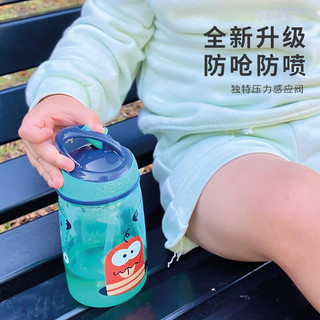 努比儿童运动杯户外便携夏季喝水喝奶杯子幼儿园水杯耐摔弹跳吸管杯 蓝色 360ml