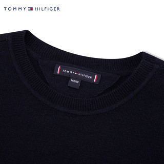 TOMMY HILFIGER【龙年系列】 24早春童装男女含羊毛提花圆领毛衣TH2412041 黑色654 S/140cm